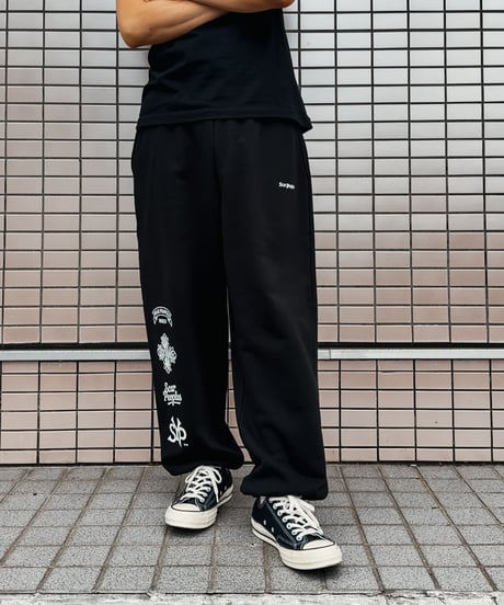 Multi Logo Wide Sweat Pants