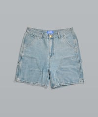 Double Knee Painter Denim Shorts / Light Blue