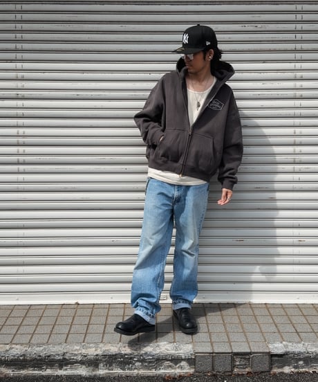 Alpha Shield Box Zip Hoodie / Charcoal