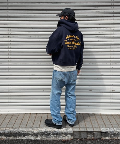 Alpha Shield Box Zip Hoodie / Navy