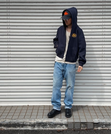 Alpha Shield Box Zip Hoodie / Navy