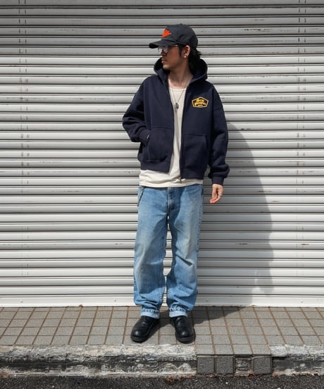 Alpha Shield Box Zip Hoodie / Navy