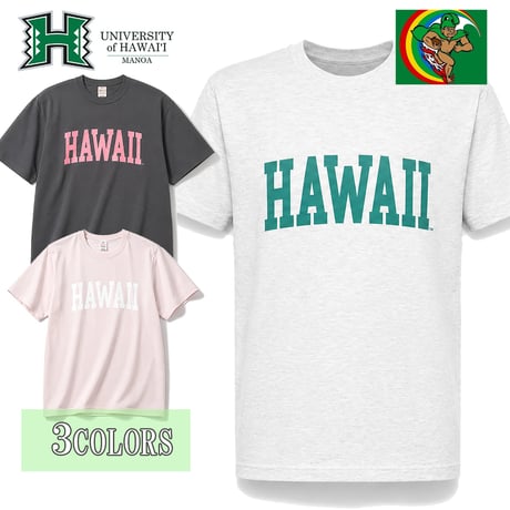 送料無料　HAWAI'I (ハワイ）　Tシャツ メンズ レディース HWUS-064 6.2oz ヘビーウエイト カレッジ ロゴ オープンエンドTシャツ アメカジ