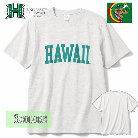 送料無料　HAWAI'I (ハワイ）　Tシャツ メンズ レディース HWUS-064 6.2oz ヘビーウエイト カレッジ ロゴ オープンエンドTシャツ アメカジ