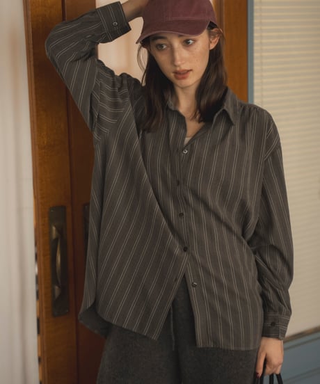 peach brushed striped shirt