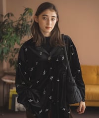embroidered velour loose shirt