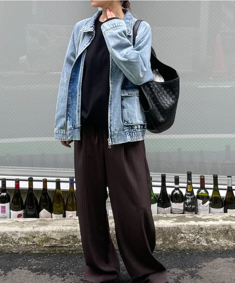 double zip relaxed denim jacket