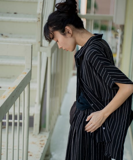 waist tuck dobby stripe shirt