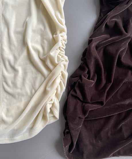 gathered detail velour long sleeve tee