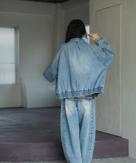 double zip relaxed denim jacket
