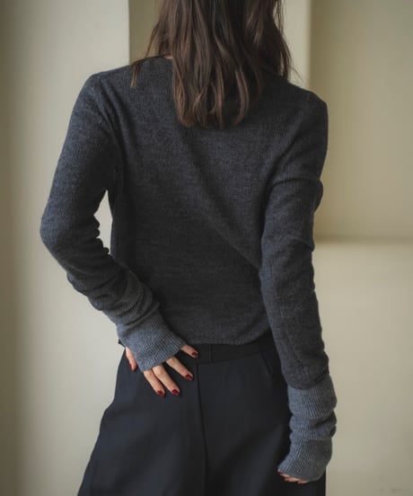 mohair-blend sheer henley knit