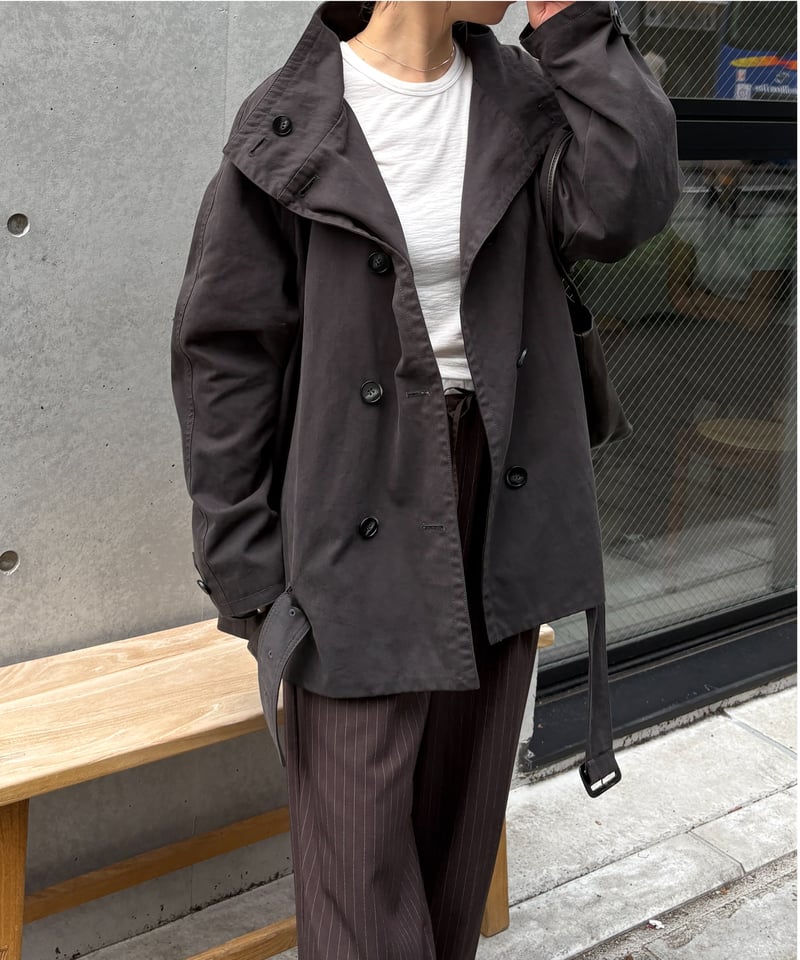 ふはる　FASHIRU stand collar trench coat stand collar cropped trench coat | F A S H I R U
