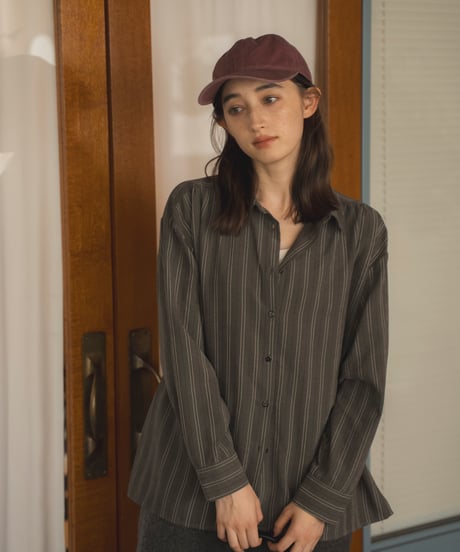 peach brushed striped shirt