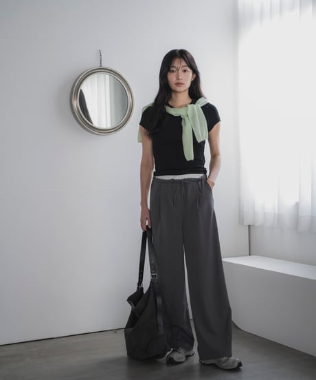 waist detail relaxed slacks