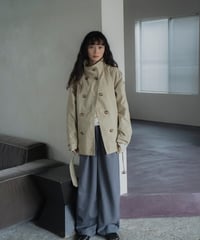 stand collar cropped trench coat