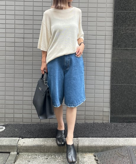 distressed denim half pants