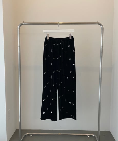 embroidered velour rough pants