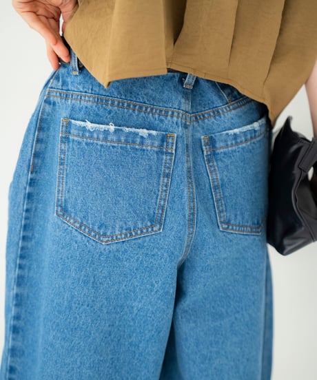 distressed denim half pants
