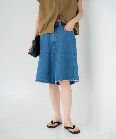 distressed denim half pants