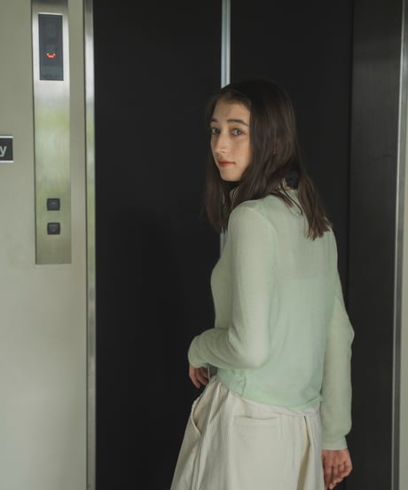 mohair-blend sheer henley knit