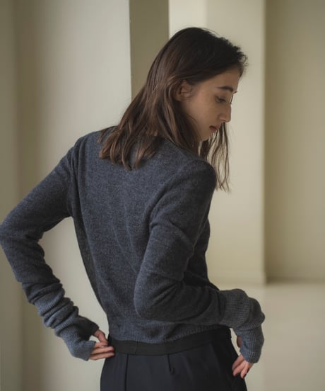 mohair-blend sheer henley knit