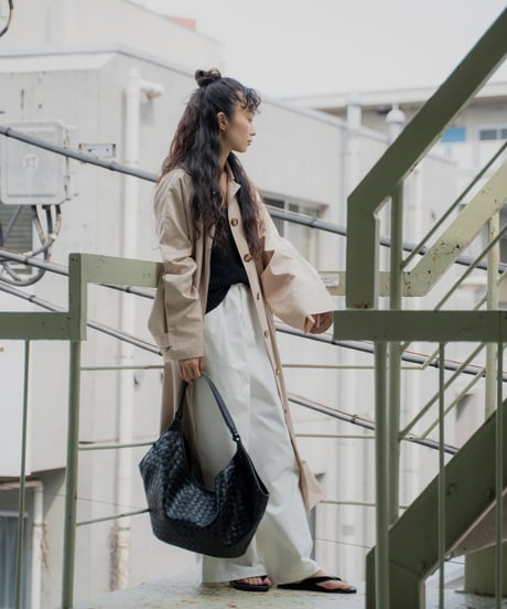 relaxed 2-way collar long tench coat
