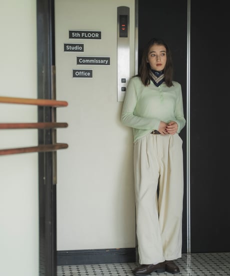 mohair-blend sheer henley knit