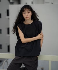 tucked shoulder sleeveless blouse