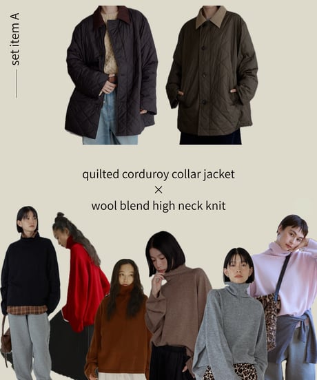【Set A】quilted corduroy collar jacket/2color