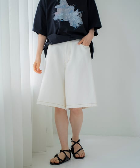 distressed denim half pants