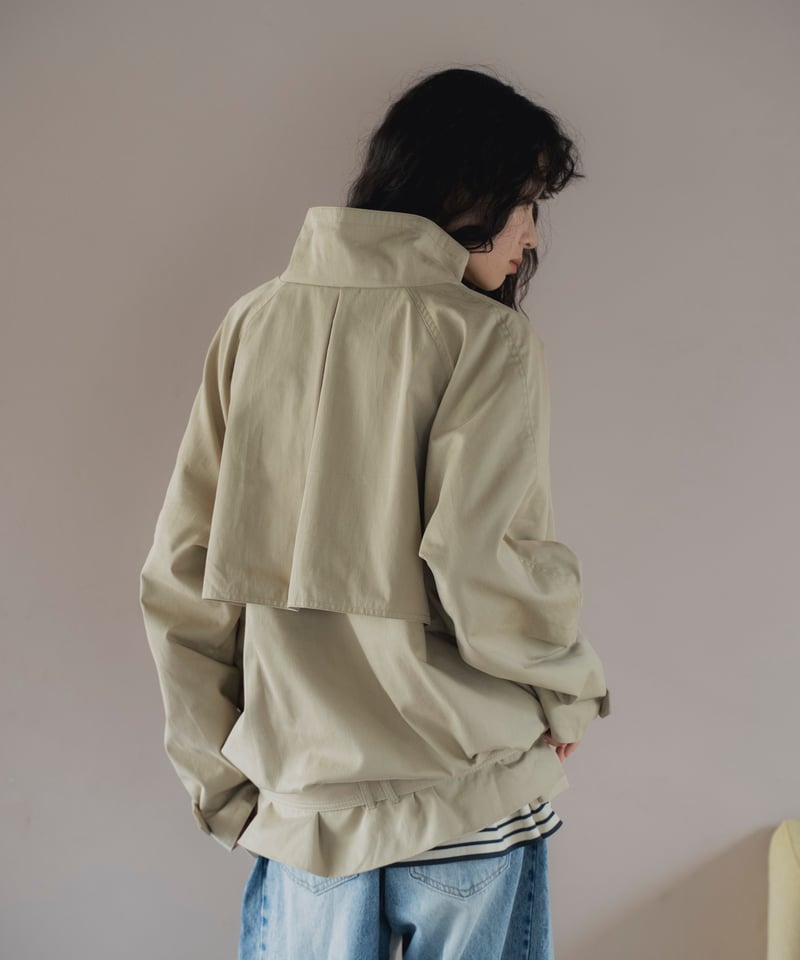 stand collar cropped trench coat | F A S H I R U