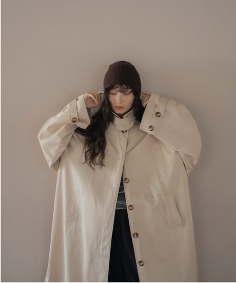 relaxed 2-way collar long tench coat