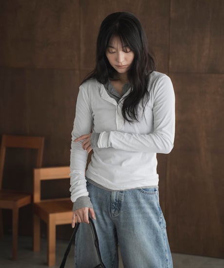cut-off henley long sleeve tee