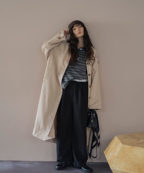 relaxed 2-way collar long tench coat