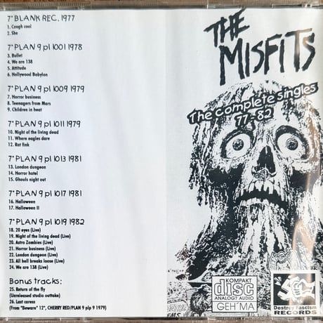 THE MISFITS / Beware The Complete Singles 77 - 82