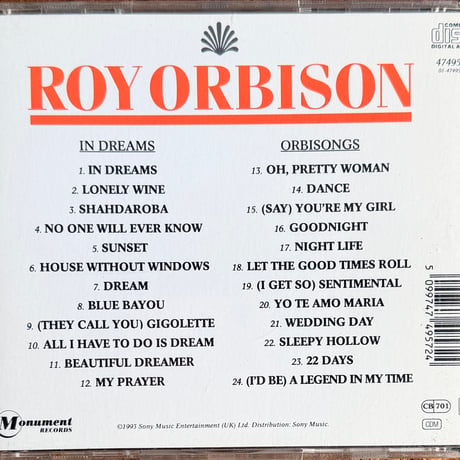 ROY ORBISON / In Dreams / Orbisongs