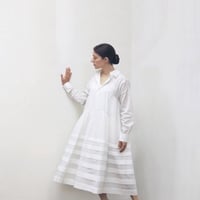 Pintuck Gathered Shirt Dress / Off White