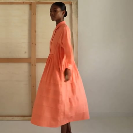 Pintuck Gathered Shirt Dress / Smoky Pink