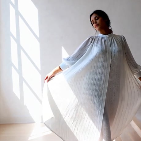 Striped Embroidery Dress / Off White