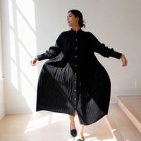 Striped Embroidery Dress / Black