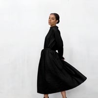 Striped Embroidery Dress / Black