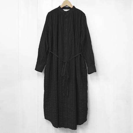 Striped Embroidery Dress / Black