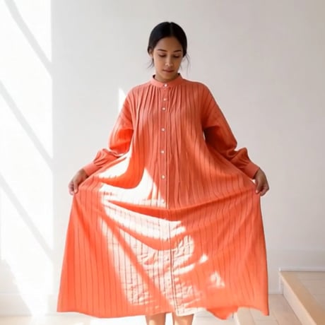 Striped Embroidery Dress / Smoky Pink
