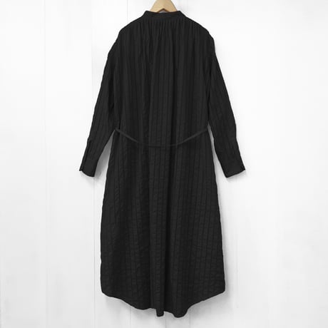 Striped Embroidery Dress / Black