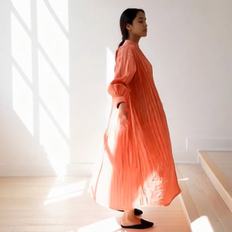 Striped Embroidery Dress / Smoky Pink