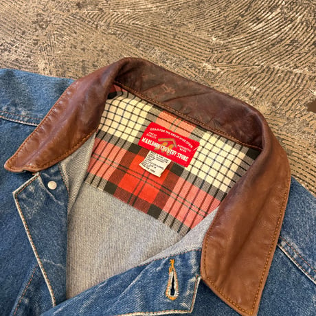 Marlboro Leather Collared Denim Jacket