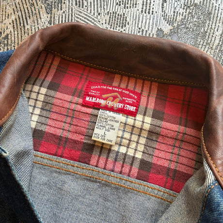 90s Marlboro Country Store Leather Collared Denim Jacket
