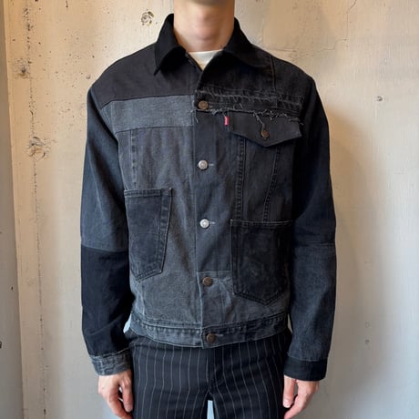 Patchwork Remake Black Denim Jacket