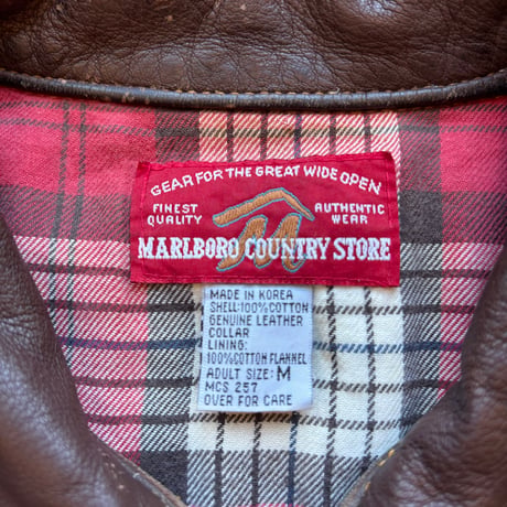 90s Marlboro Country Store Leather Collared Denim Jacket