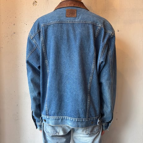 Marlboro Leather Collared Denim Jacket